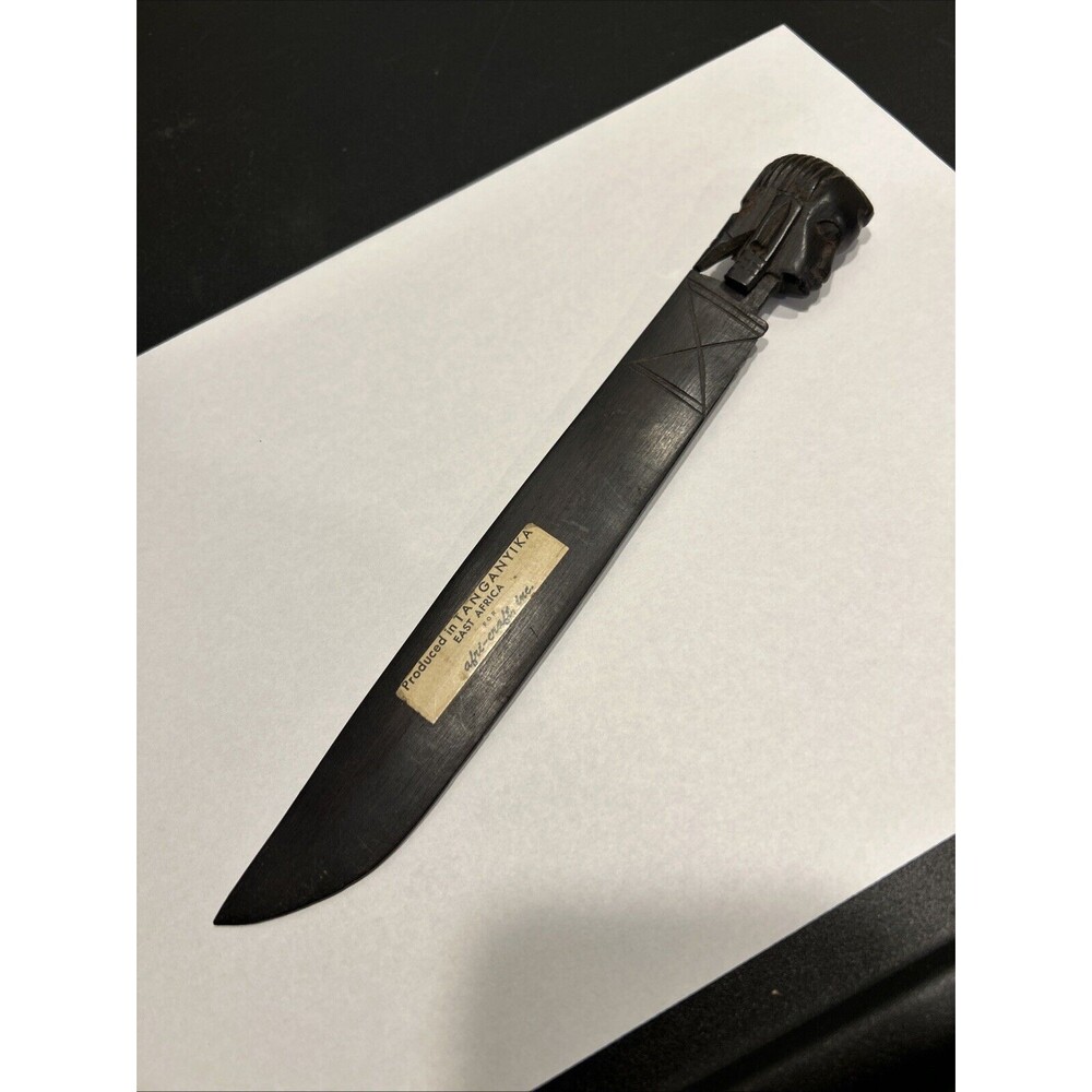 Hand Carved Wood Letter Opener Produced in Tanganyika East Africa